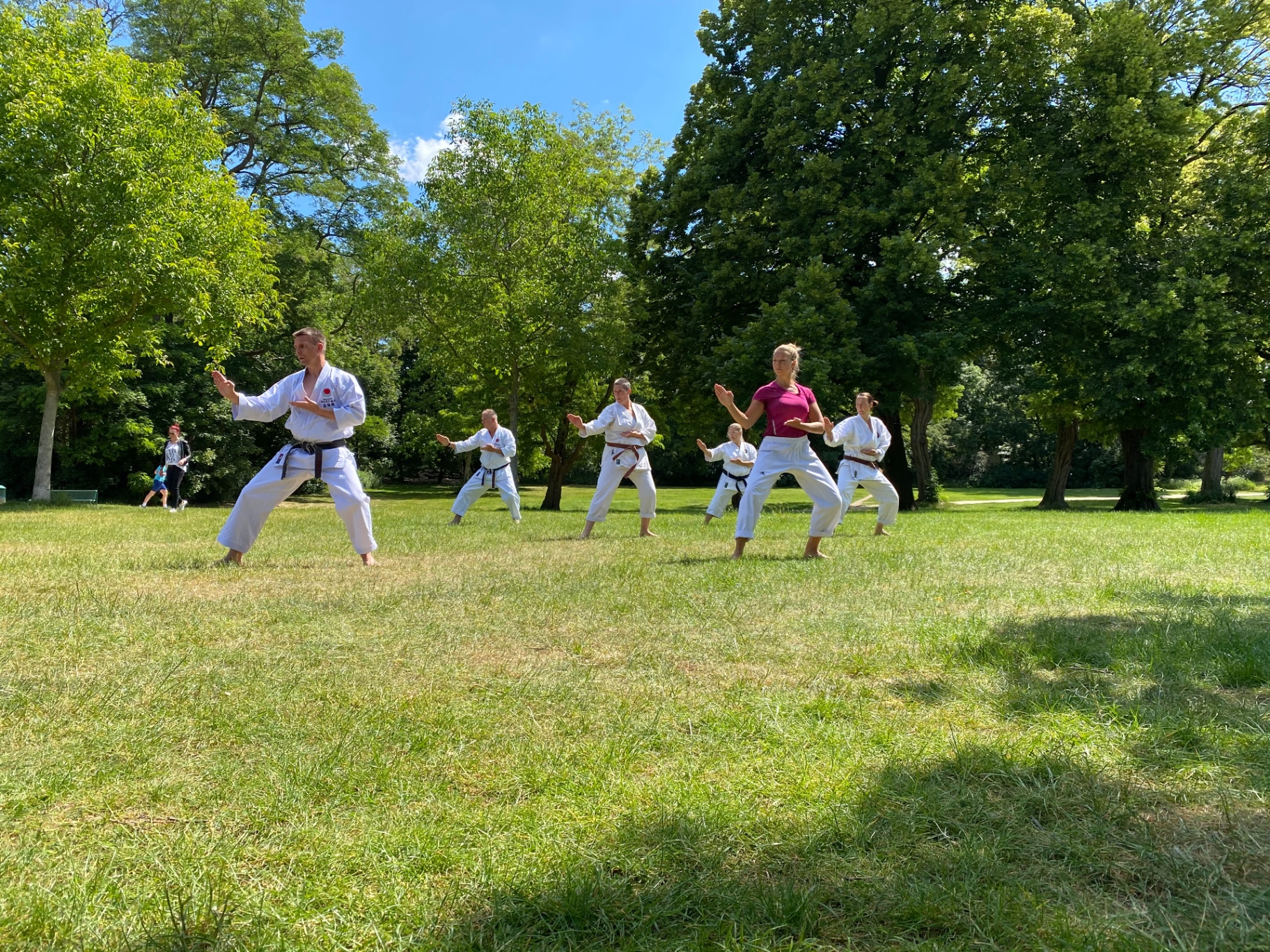 Outdoor-Training im Park in gemeinsamer Kata-Reihe